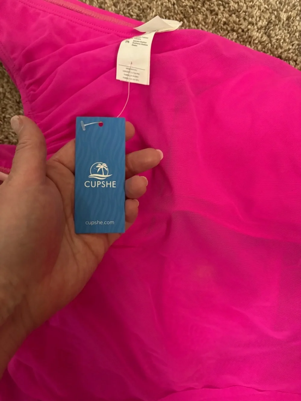 Cupshe Hot Pink One-Shoulder Bikini Set - Picture 4 of 4